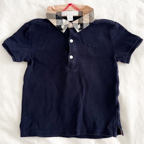 Burberry Other - EUC Burberry Children Youth Kids Boys Navy Blue Nova Check Polo Shirt 2Y